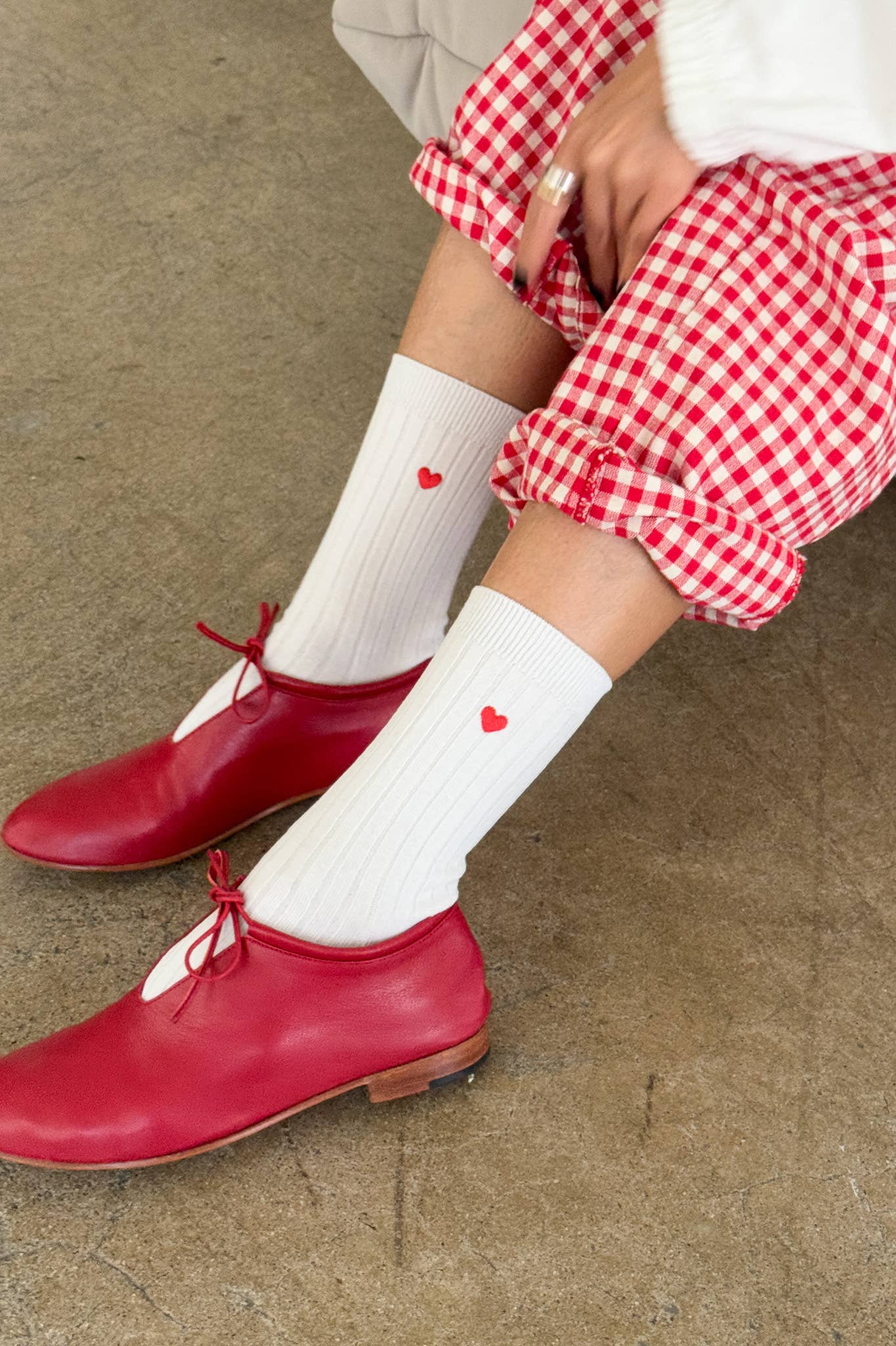 Embroidered Her Socks - Mercerized Combed Cotton Rib - Image 2
