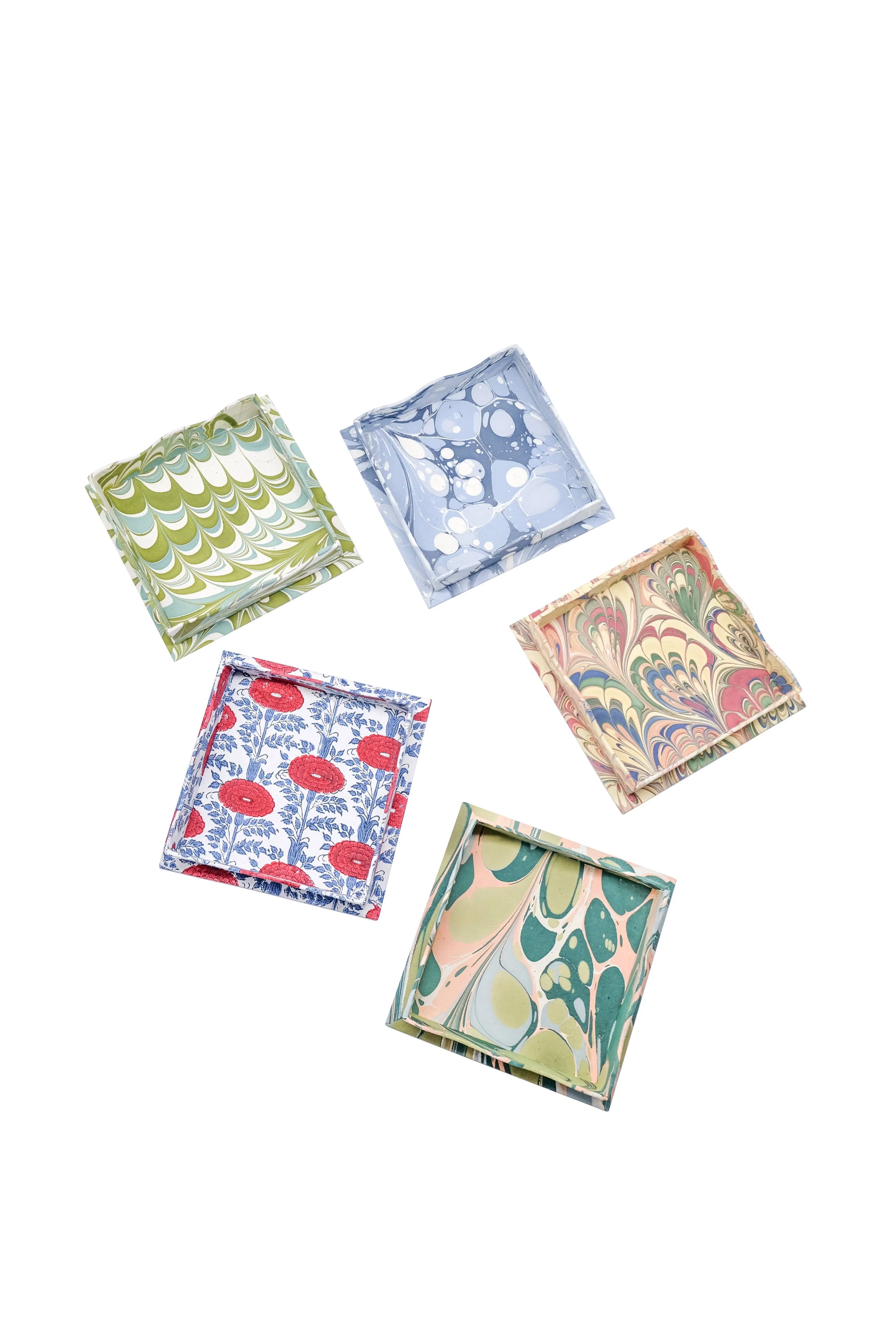 Trinket Cocktail Napkin Tray in Araminta Blockprint - Image 4